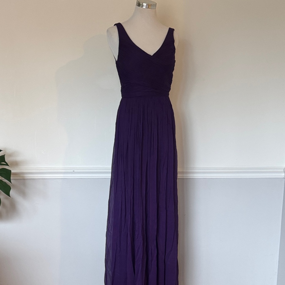 J. Crew Silk Chiffon Heidi Gown Eggplant 2, 6 $365 Purple - Picture 2 of 9